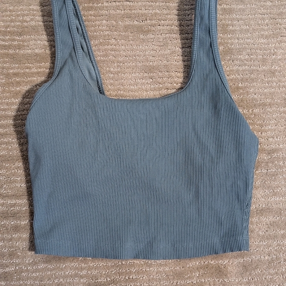 Aerie Ribbed Square Neck Longline Sports Bra - Picture 2 of 4